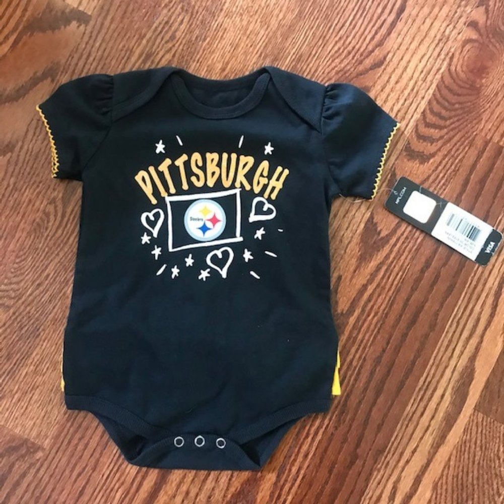 BABY GIRL NFL FOOTBALL ONESIE BODYSUIT CREEPER PITTSBURGH STEELERS Sz 6/9 months